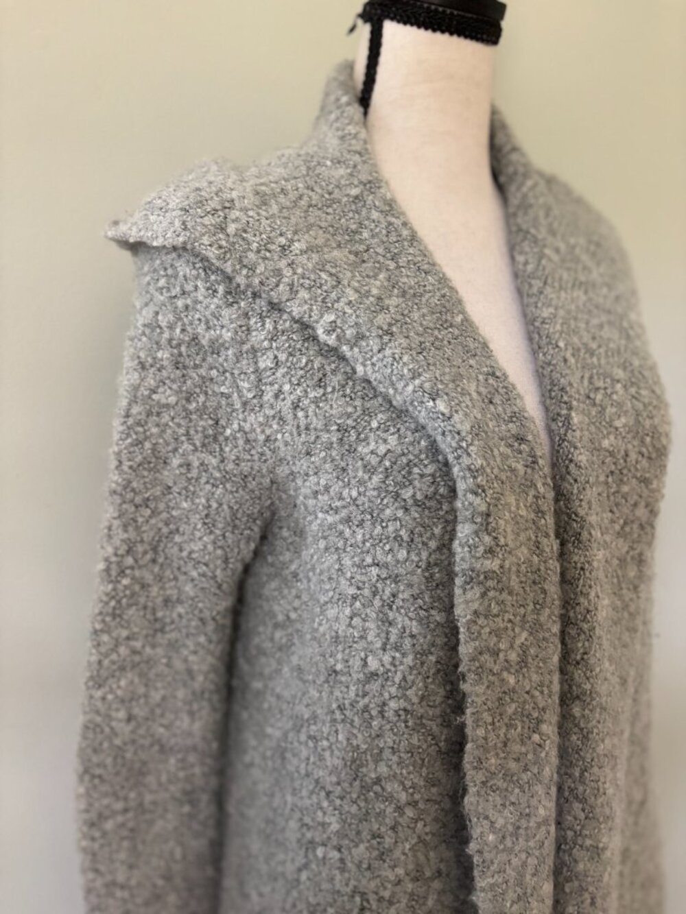 Joie "Handwyn" Grey Boucle Hooded Open-Front Cardigan — Size S Like New - Picture 2 of 5
